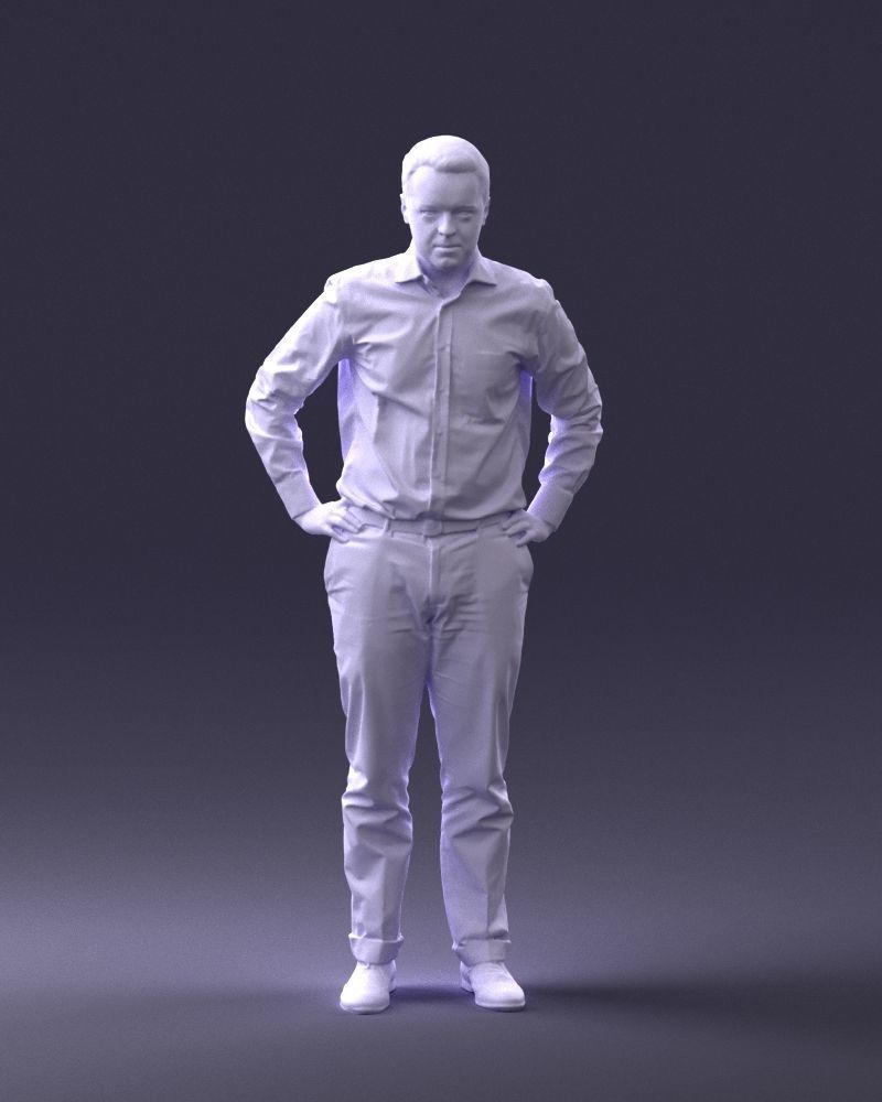 000348 Business Casual Man Low-poly 3D model_5