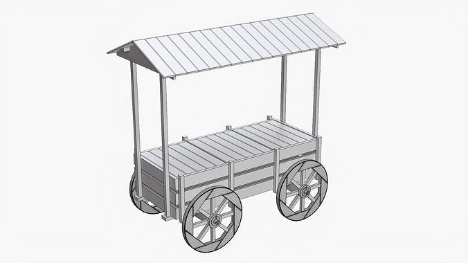 Fairground roofed cart 3D model 7