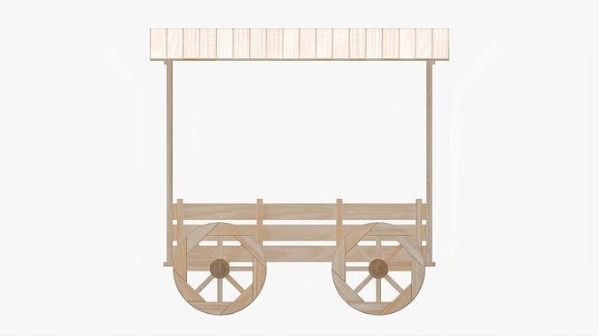 Fairground roofed cart 3D model 4