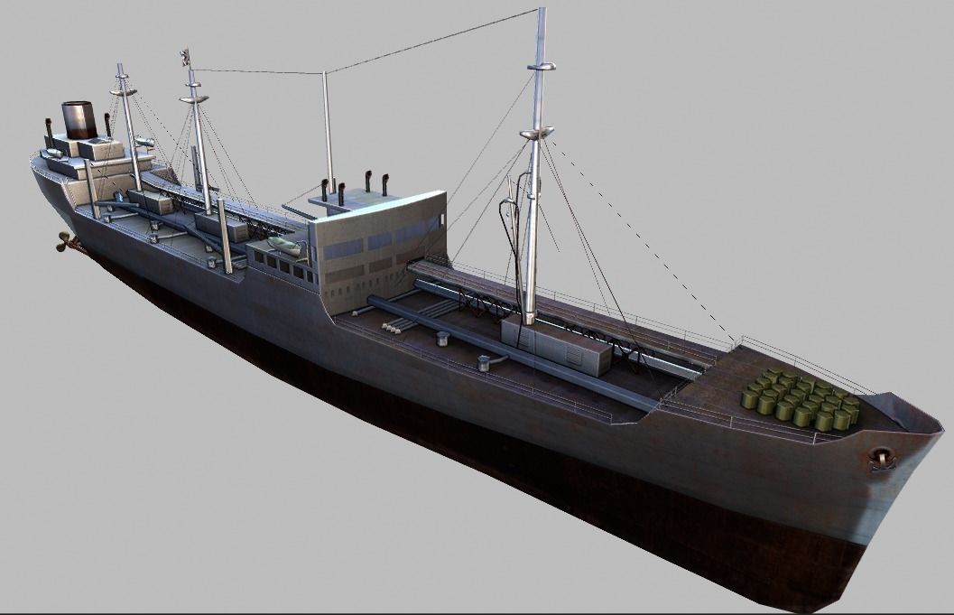 Merchant Ship Low-poly 3D model_10