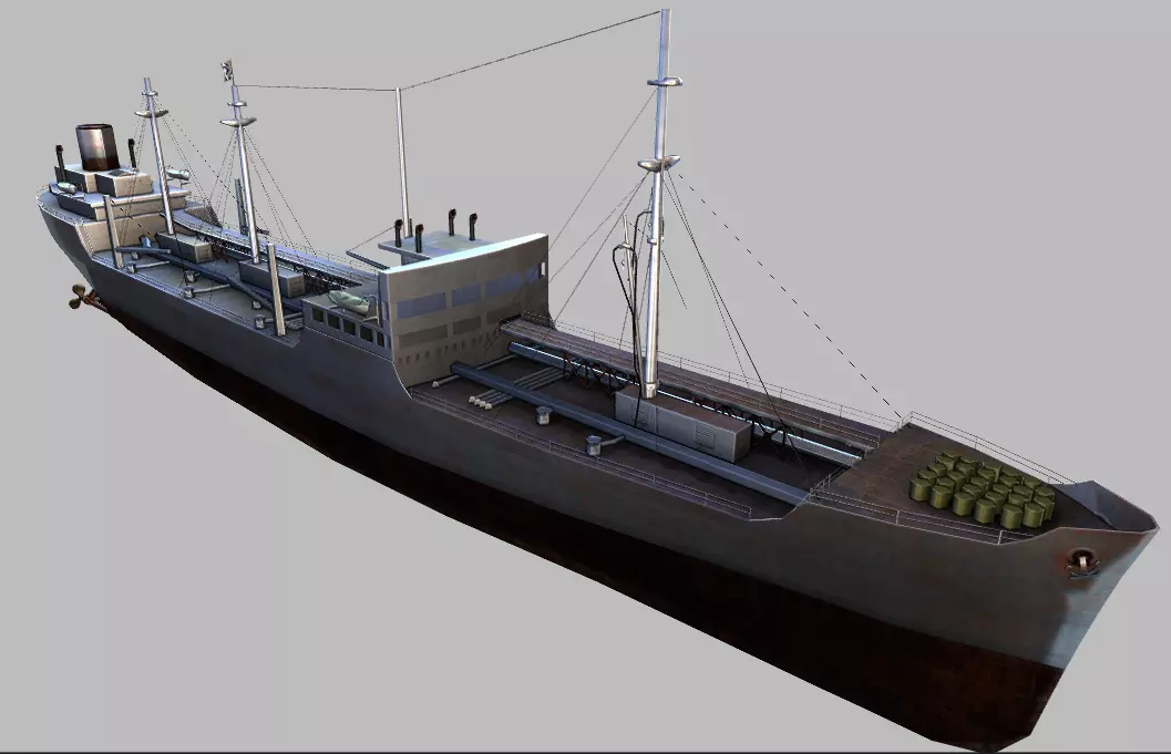 Merchant Ship Low-poly 3D model_0