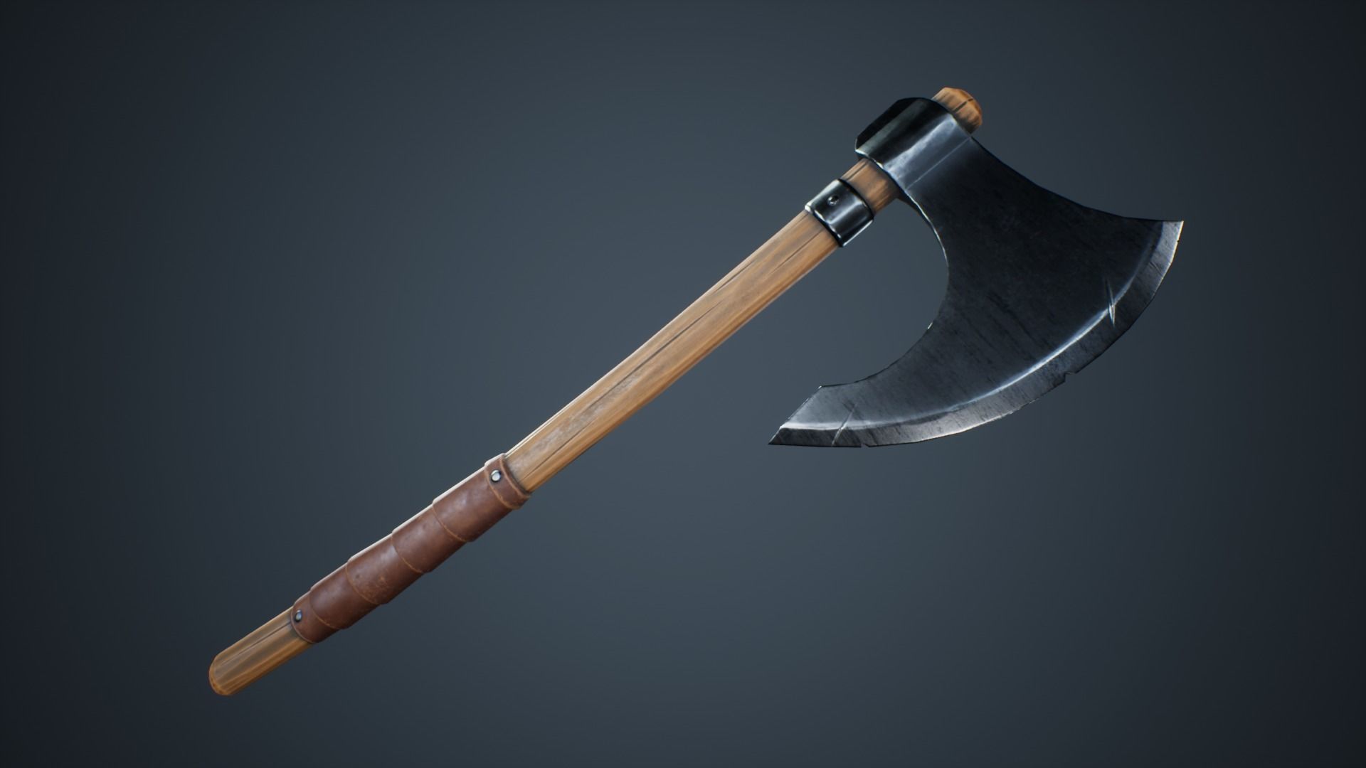 Viking Weapons - Medium Axe I Low-poly 3D model_2