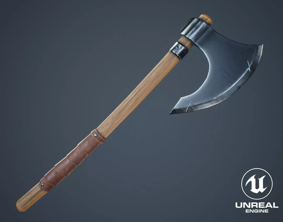 Viking Weapons - Medium Axe I Low-poly 3D model_0
