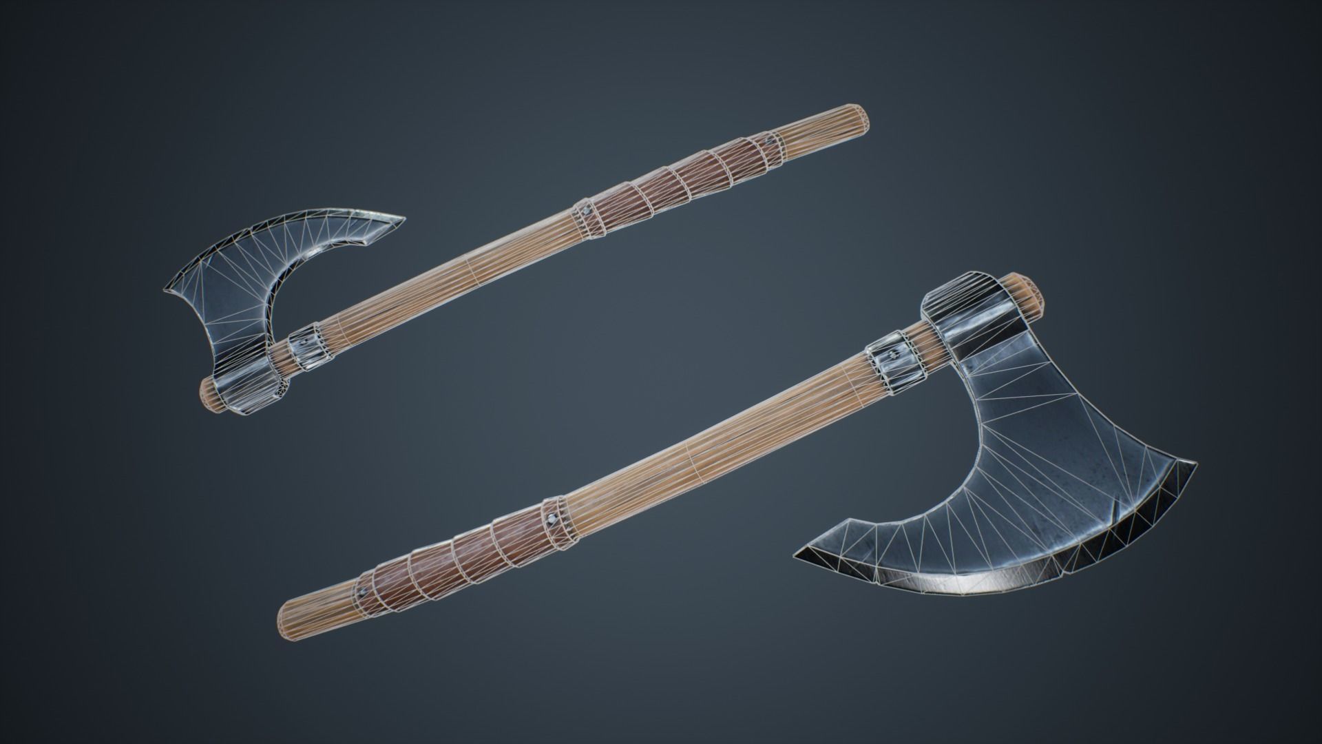 Viking Weapons - Medium Axe I Low-poly 3D model_4