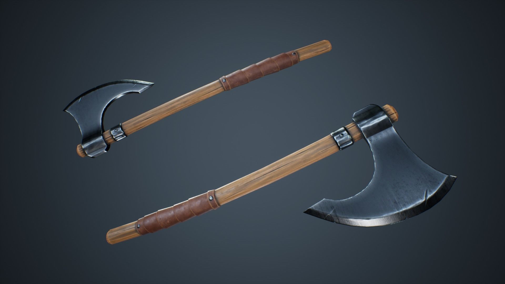 Viking Weapons - Medium Axe I Low-poly 3D model_1