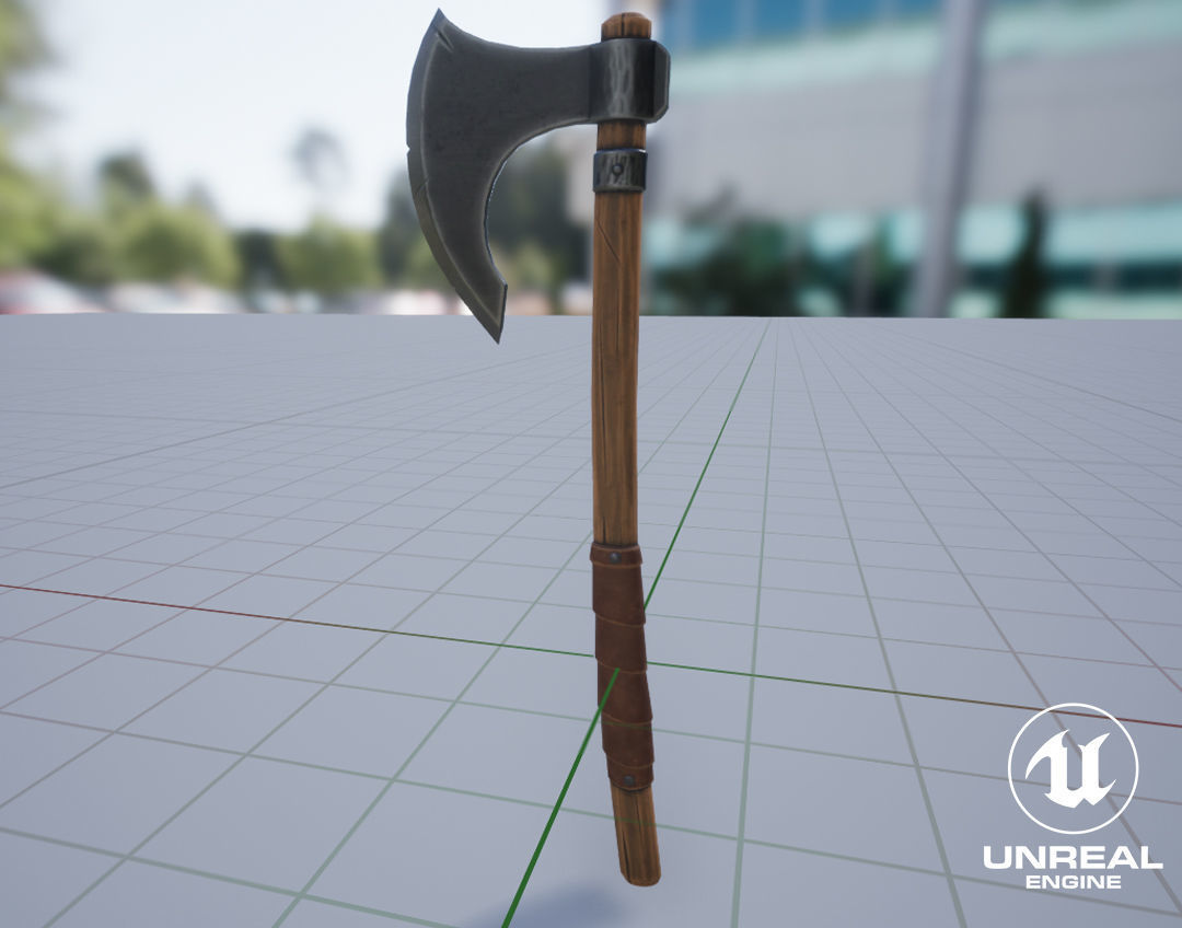 Viking Weapons - Medium Axe I Low-poly 3D model_6