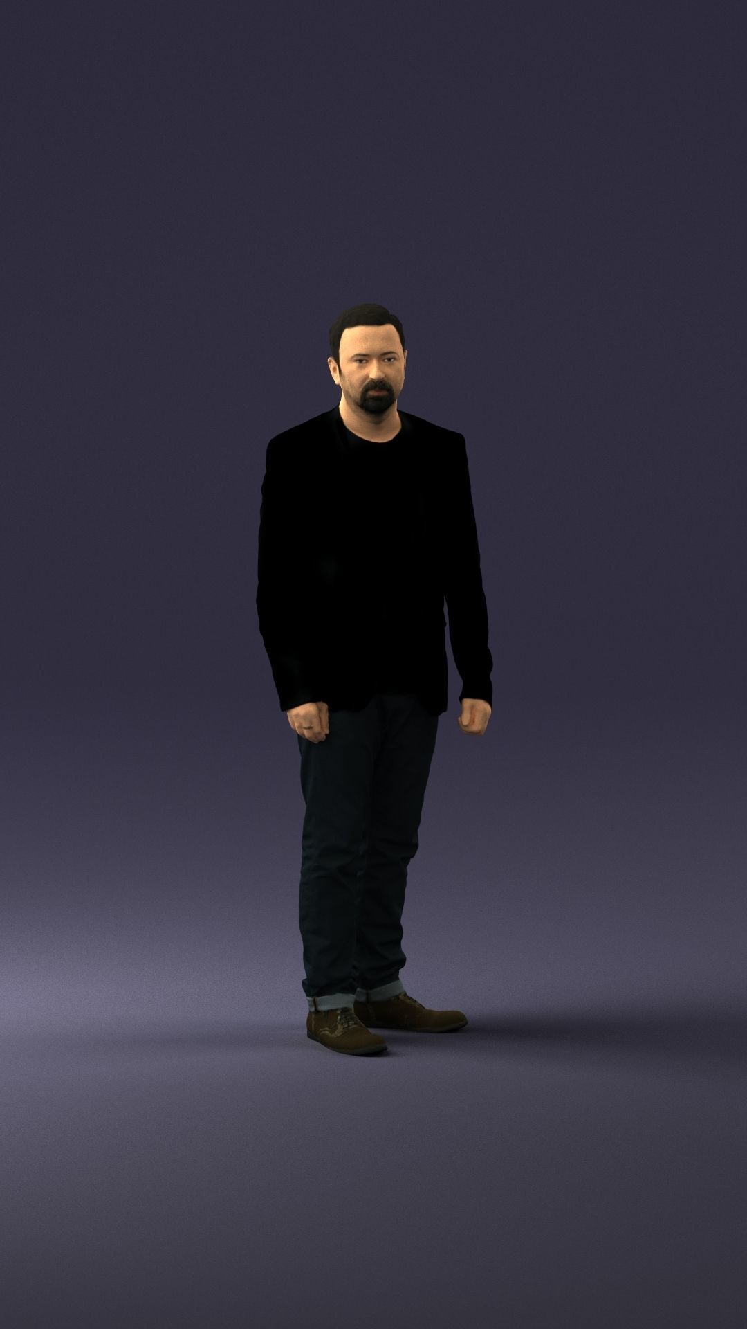 Man in a black jacket and jeans 0339 3D model_6