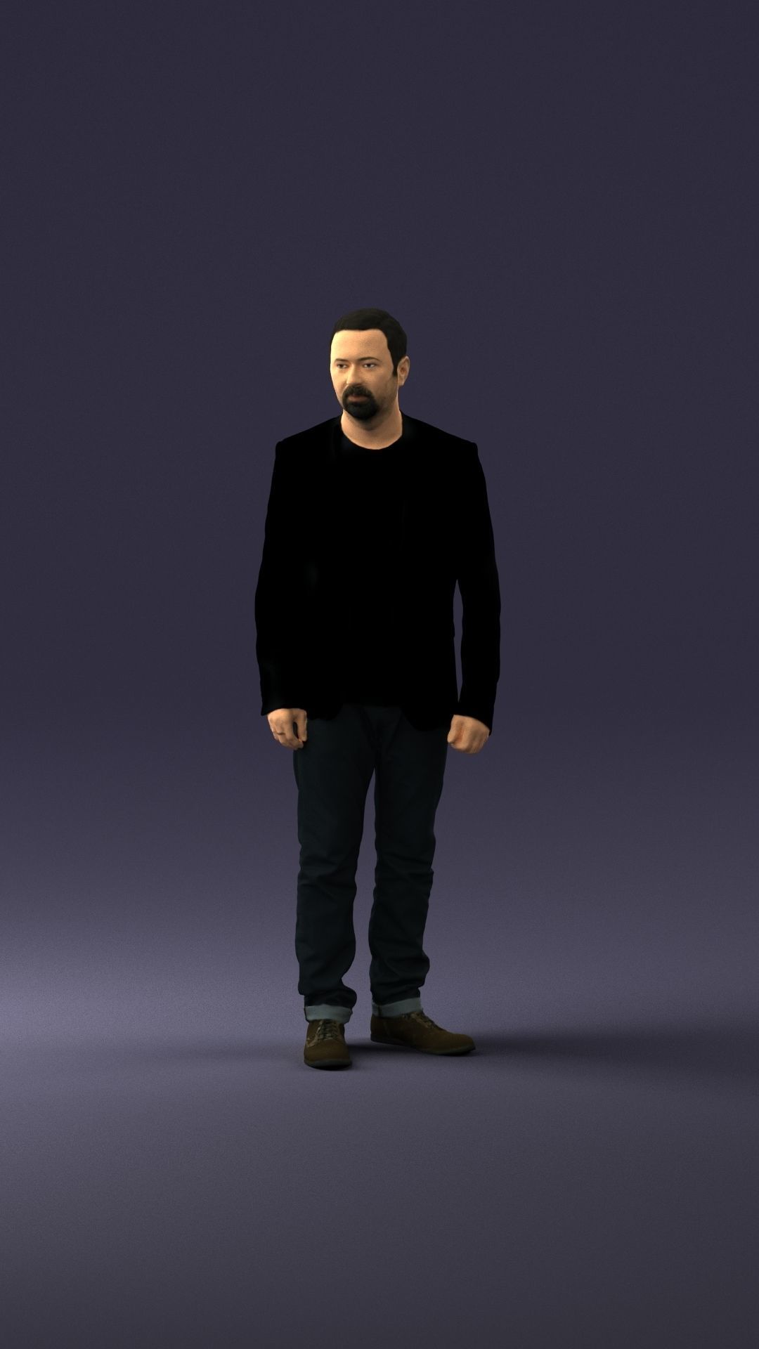 Man in a black jacket and jeans 0339 3D model_36