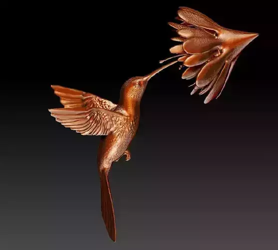 Hummingbird model with flower