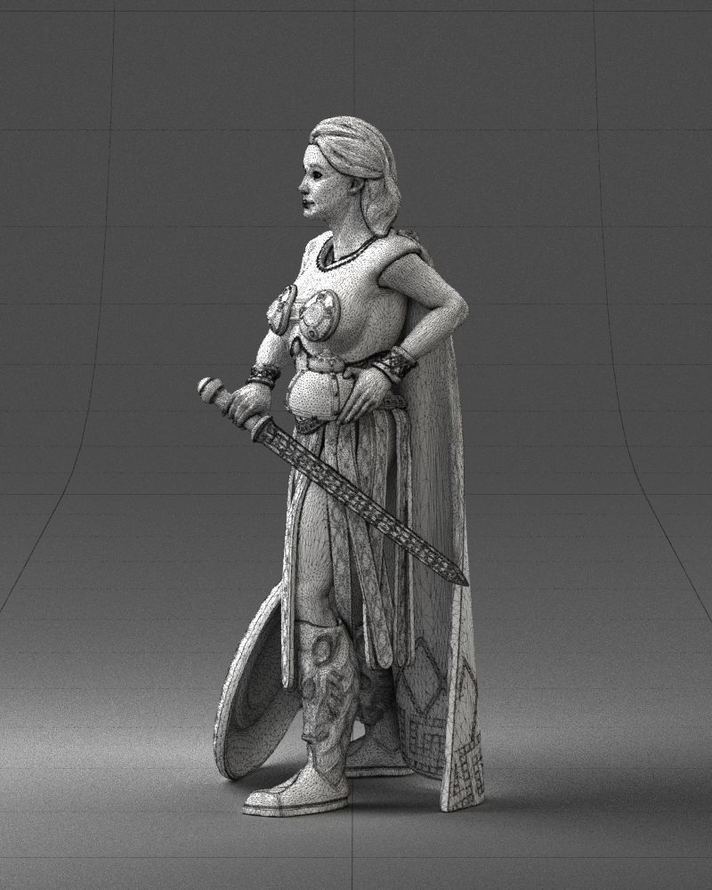 Woman in warrior costume 0067 3D Print Ready 3D print model_29