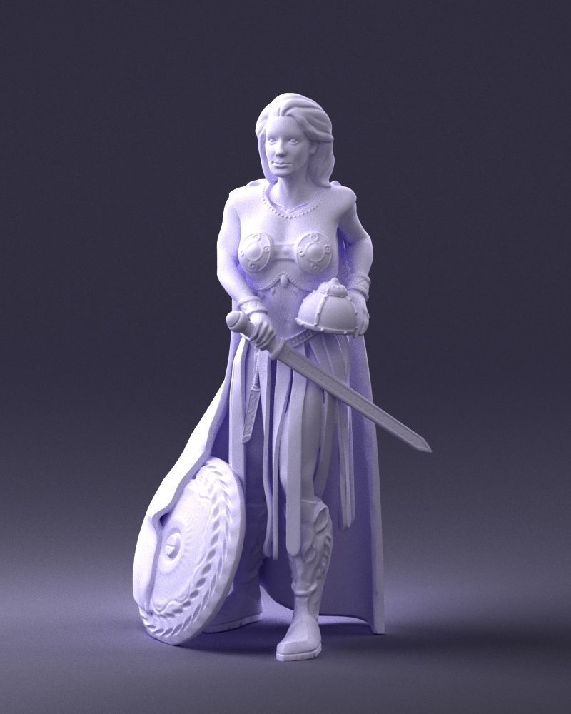 Woman in warrior costume 0067 3D Print Ready 3D print model_34