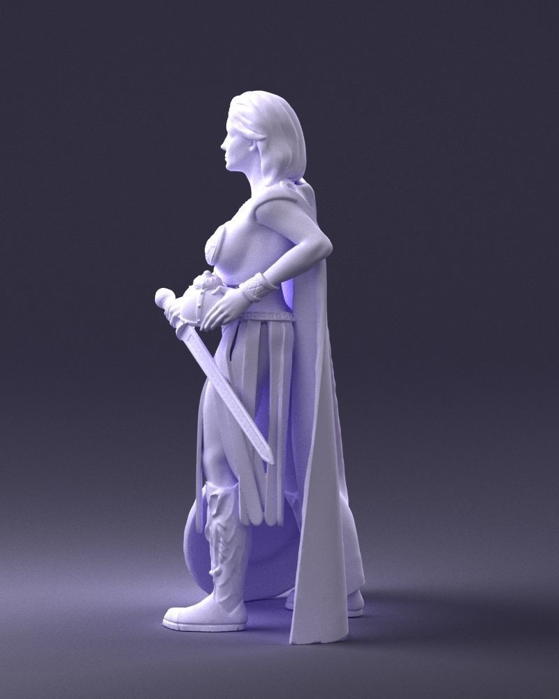 Woman in warrior costume 0067 3D Print Ready 3D print model_25