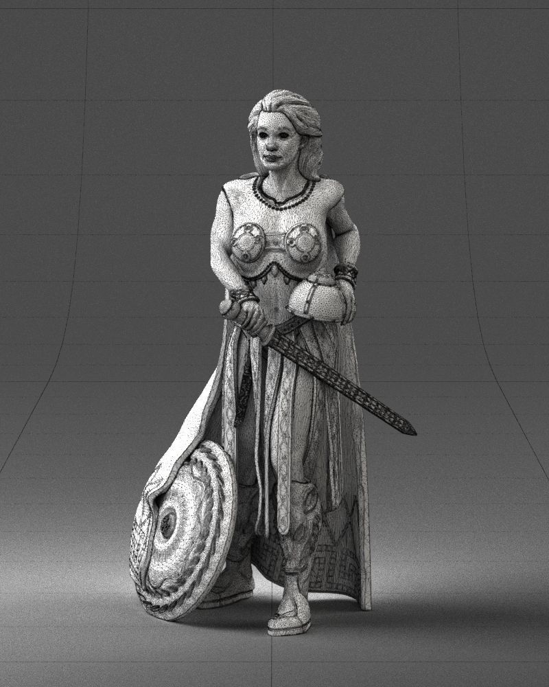 Woman in warrior costume 0067 3D Print Ready 3D print model_35