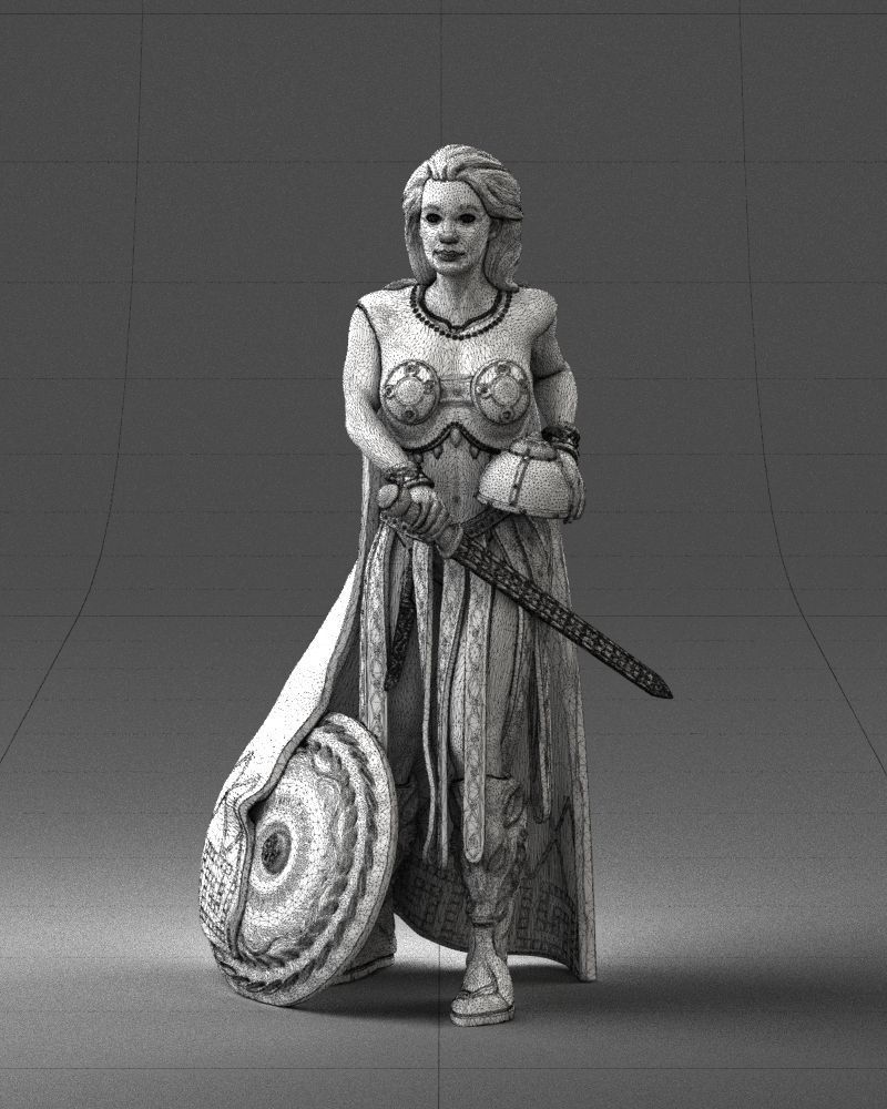 Woman in warrior costume 0067 3D Print Ready 3D print model_38