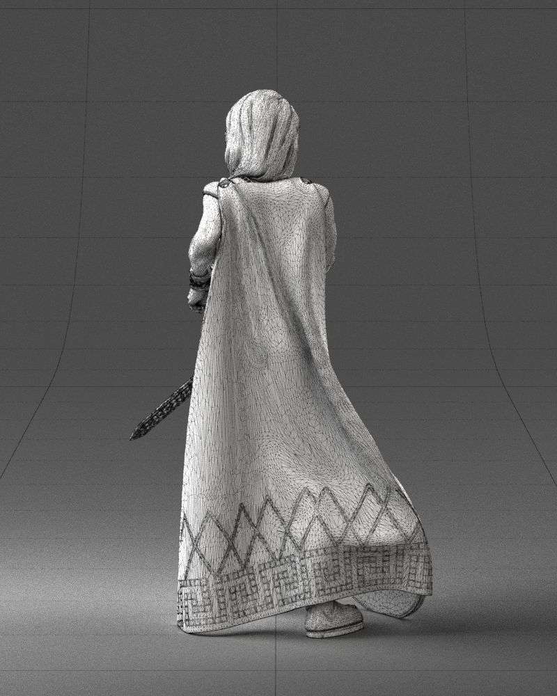 Woman in warrior costume 0067 3D Print Ready 3D print model_20