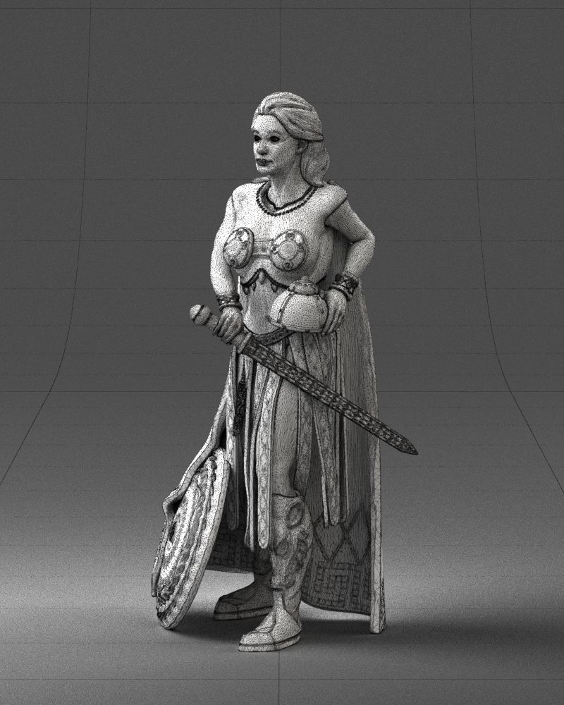 Woman in warrior costume 0067 3D Print Ready 3D print model_32