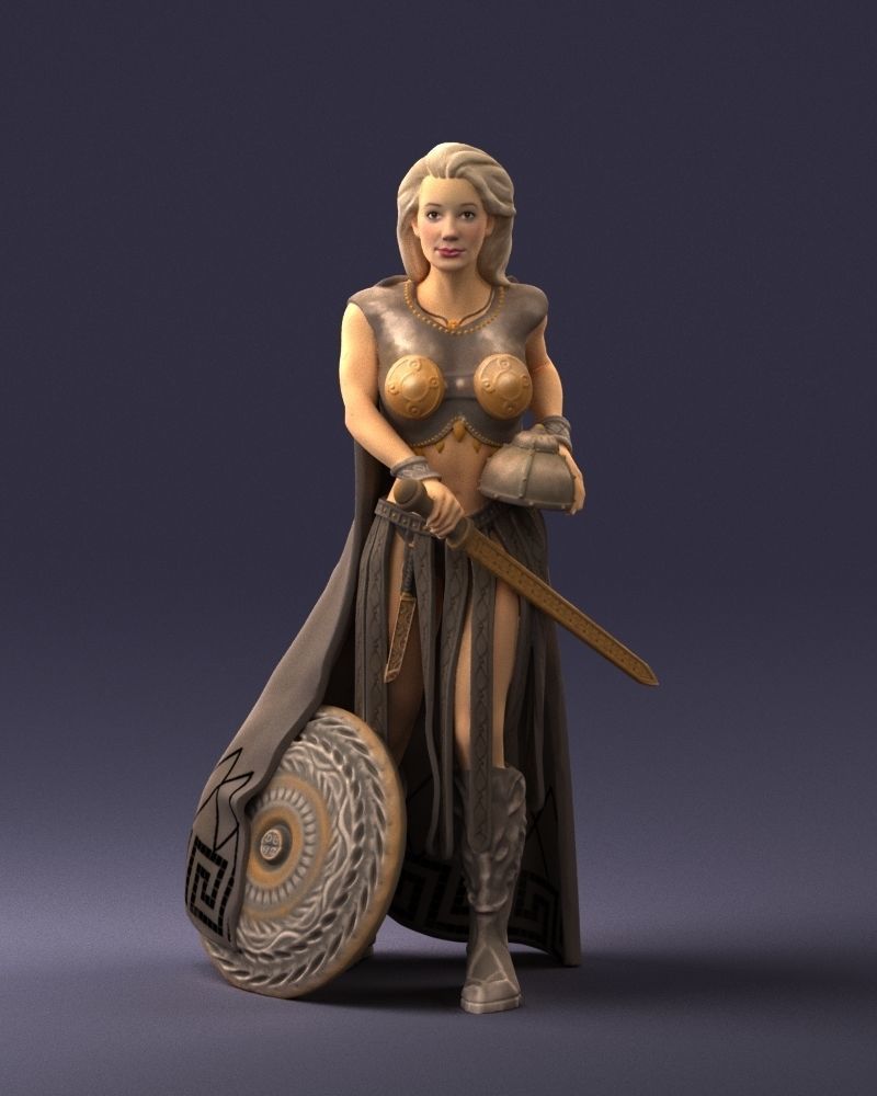 Woman in warrior costume 0067 3D Print Ready 3D print model_3