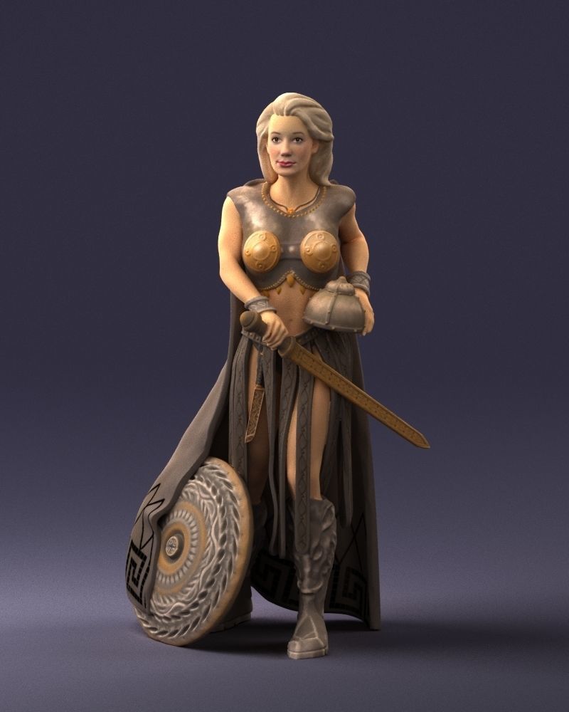 Woman in warrior costume 0067 3D Print Ready 3D print model_36