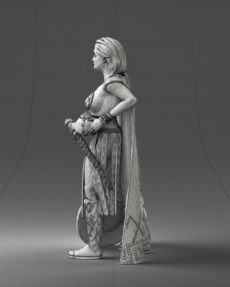 Woman in warrior costume 0067 3D Print Ready 3D print model_26