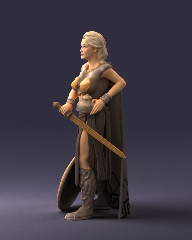 Woman in warrior costume 0067 3D Print Ready 3D print model_27