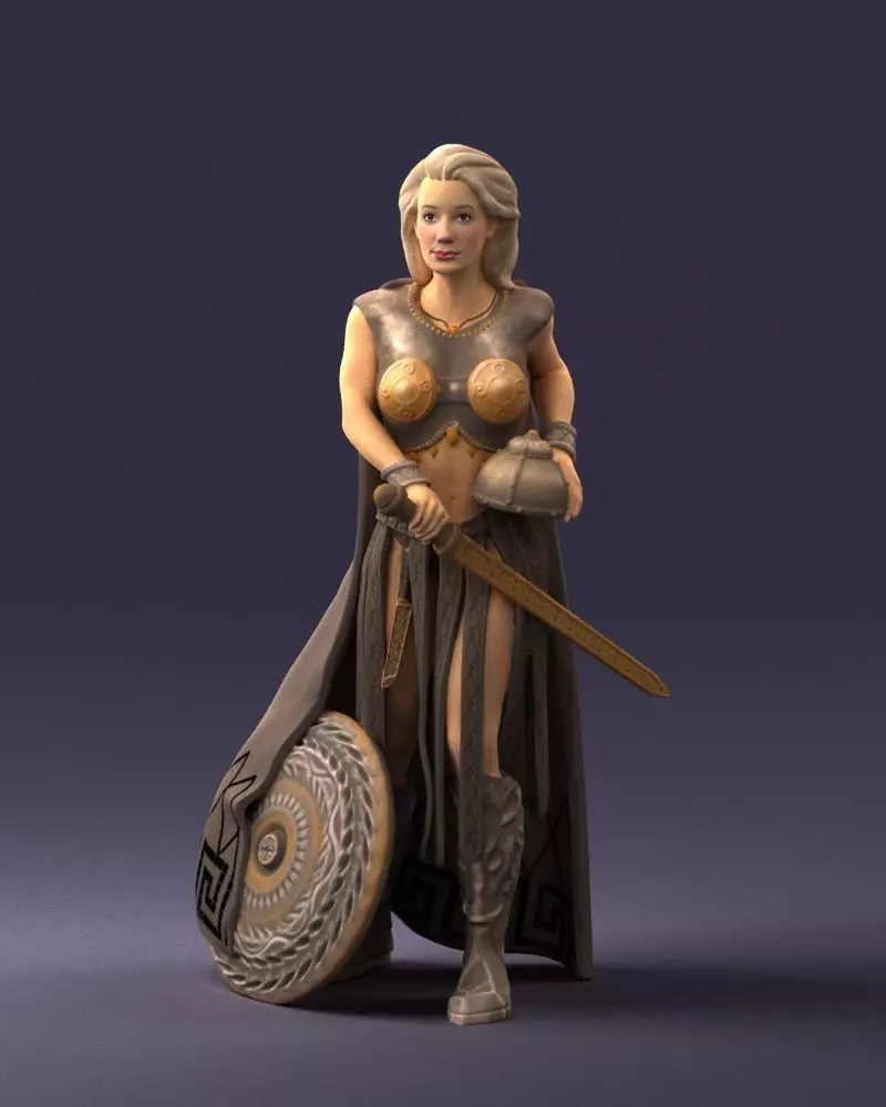 Woman in warrior costume 0067 3D Print Ready 3D print model_0