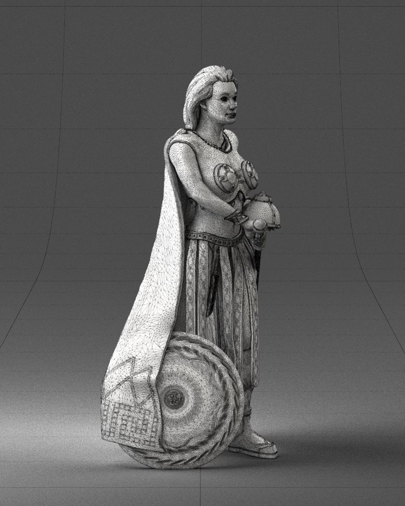 Woman in warrior costume 0067 3D Print Ready 3D print model_11