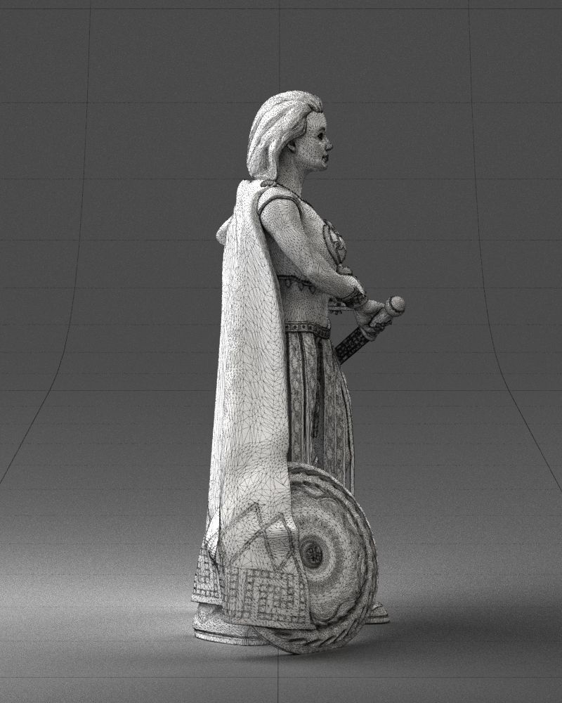 Woman in warrior costume 0067 3D Print Ready 3D print model_14