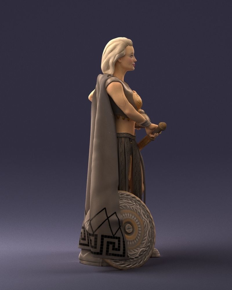 Woman in warrior costume 0067 3D Print Ready 3D print model_12
