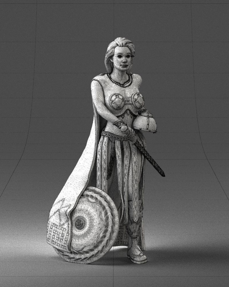 Woman in warrior costume 0067 3D Print Ready 3D print model_8