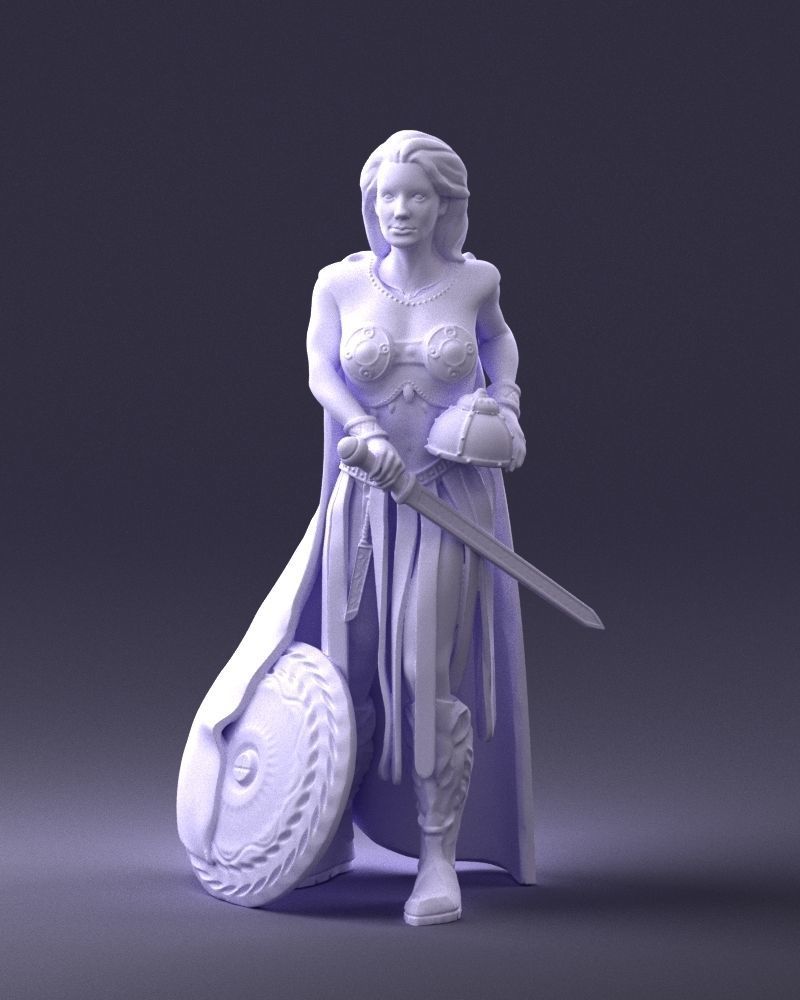 Woman in warrior costume 0067 3D Print Ready 3D print model_1