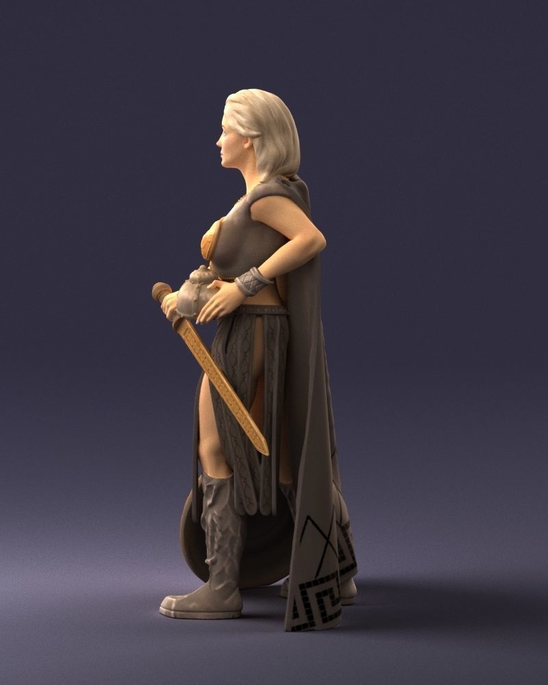 Woman in warrior costume 0067 3D Print Ready 3D print model_24