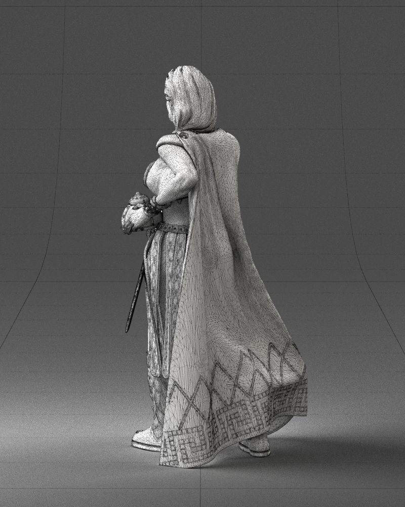 Woman in warrior costume 0067 3D Print Ready 3D print model_23