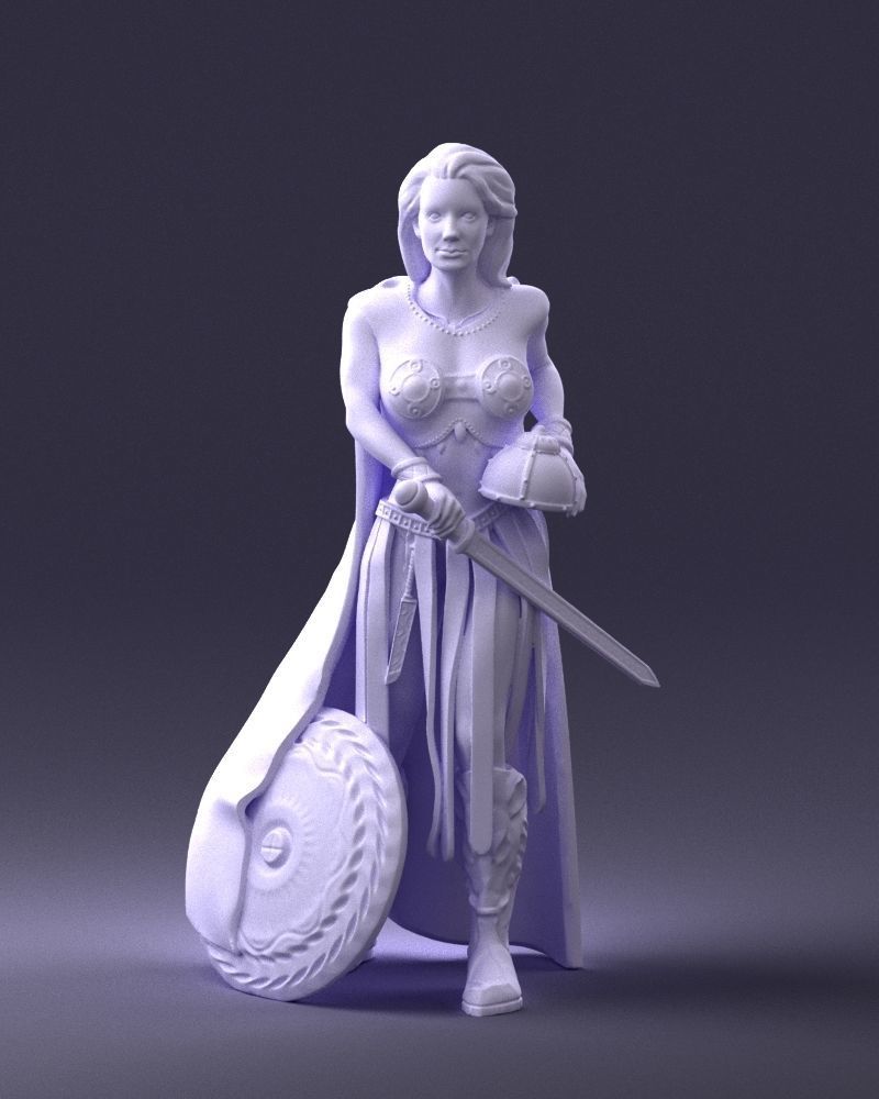 Woman in warrior costume 0067 3D Print Ready 3D print model_4