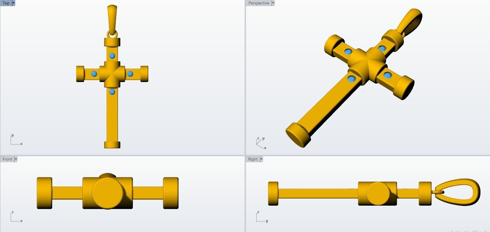 JESUS CROSS DIAMOND PENDANT 3D print model_8