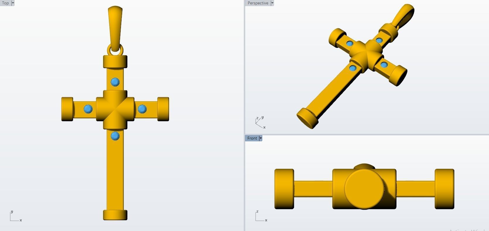 JESUS CROSS DIAMOND PENDANT 3D print model_6