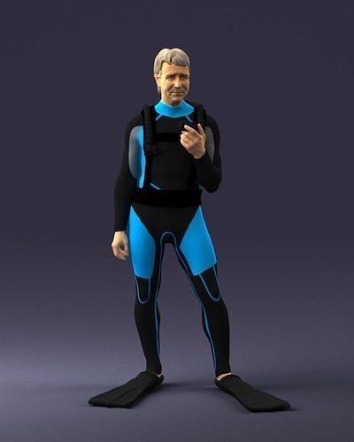 Man in diving suit 0119 3D Print Ready 3D print model