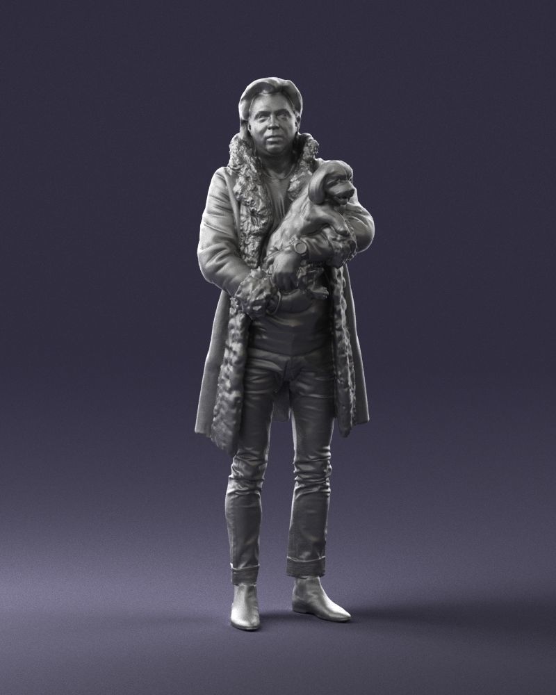 000331 Man Holding a Small Dog 0106 3D model_5