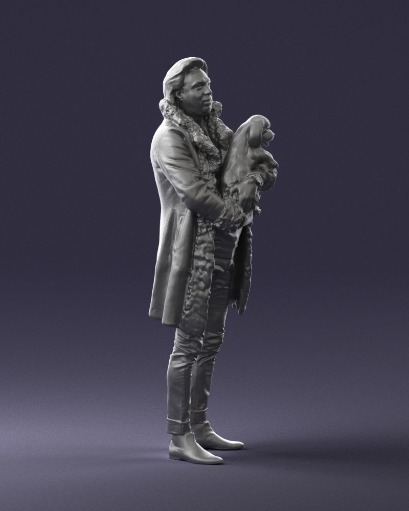000331 Man Holding a Small Dog 0106 3D model_11