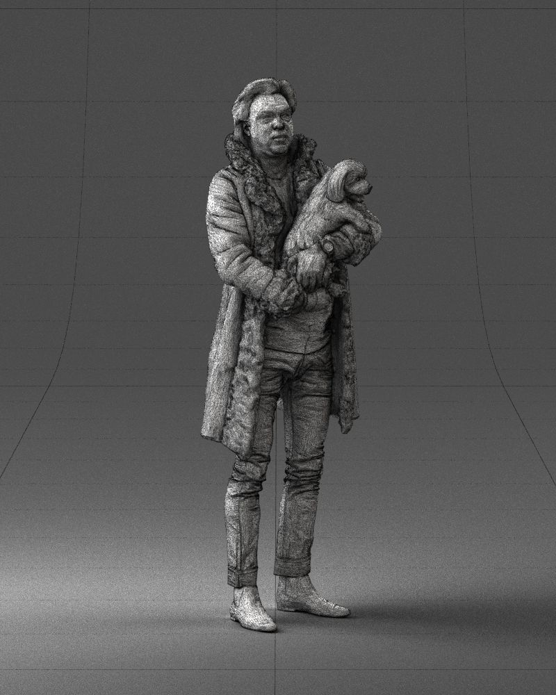 000331 Man Holding a Small Dog 0106 3D model_9