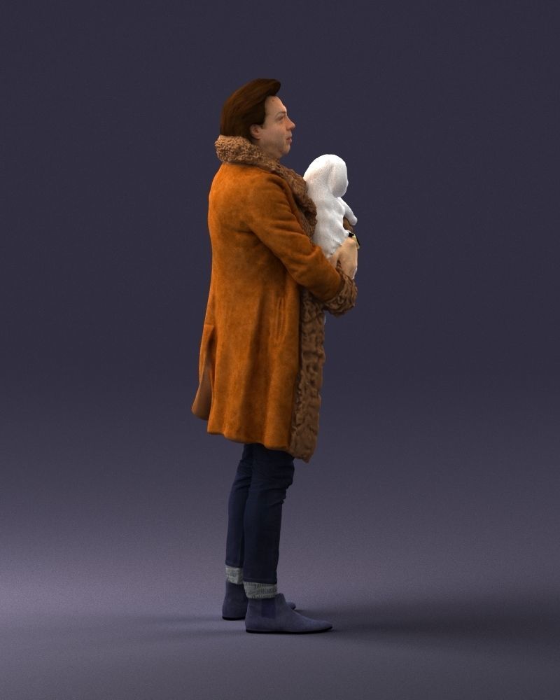 000331 Man Holding a Small Dog 0106 3D model_13