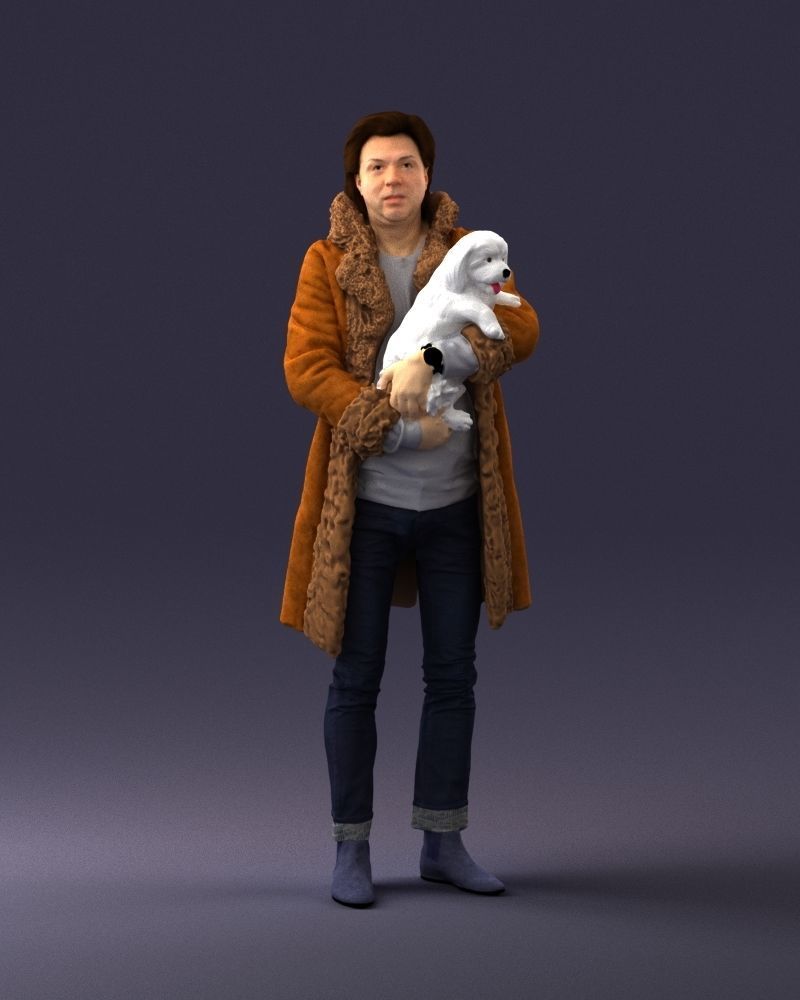000331 Man Holding a Small Dog 0106 3D model_4