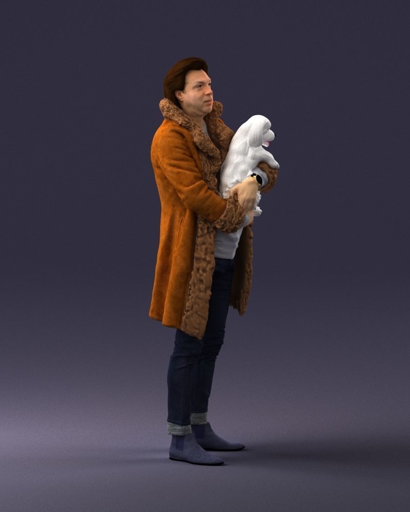 000331 Man Holding a Small Dog 0106 3D model_10