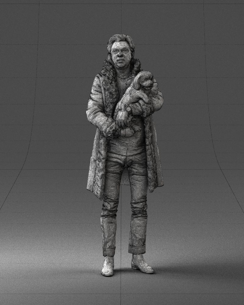 000331 Man Holding a Small Dog 0106 3D model_3