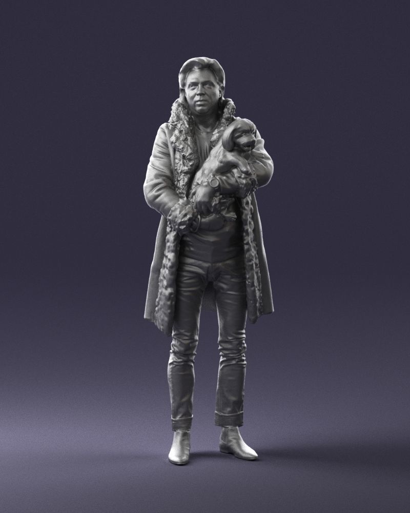 000331 Man Holding a Small Dog 0106 3D model_2