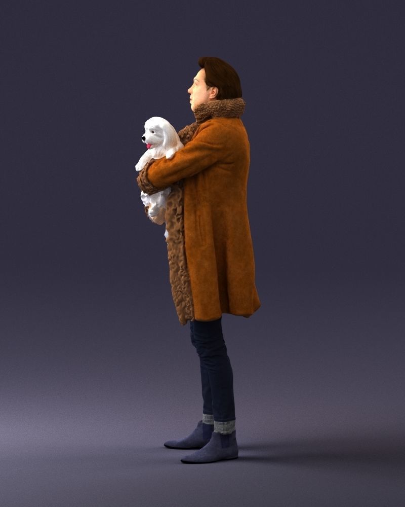 000331 Man Holding a Small Dog 0106 3D model_25