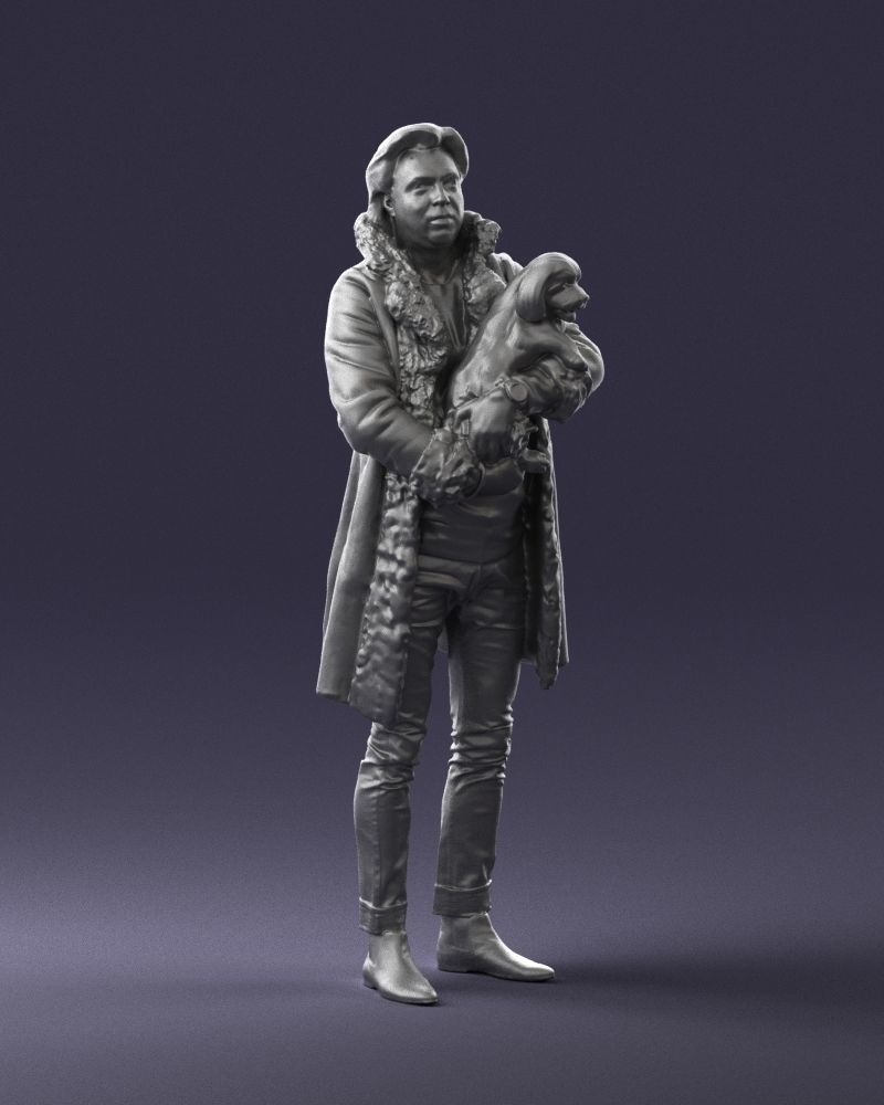 000331 Man Holding a Small Dog 0106 3D model_8