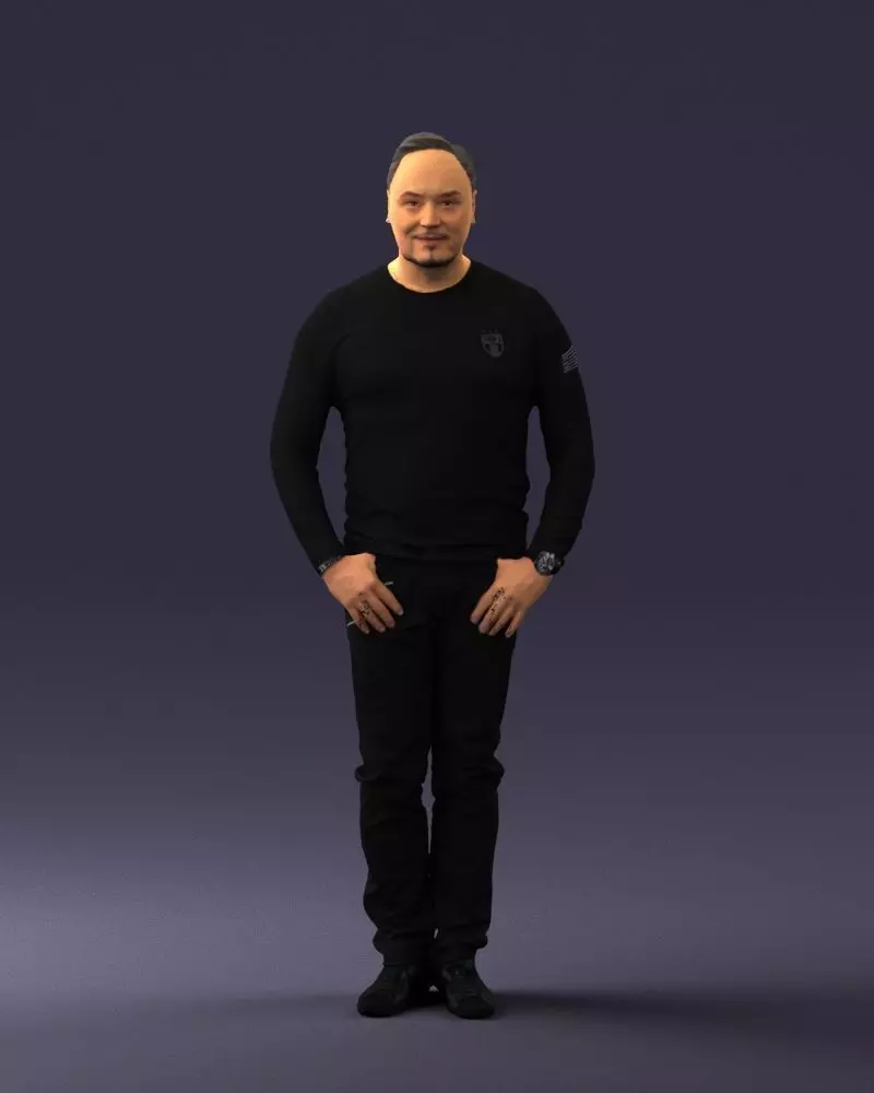 000521 Casual Man in Black Outfit 3D Print Ready 3D print model