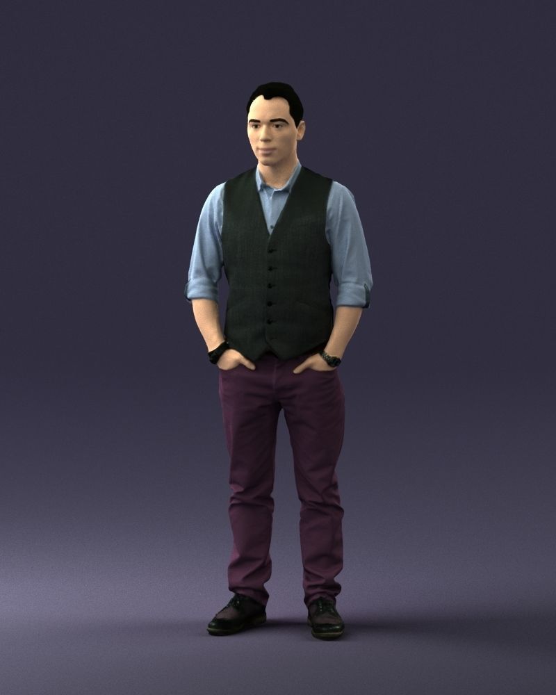 Man in a shirt and vest 0203 3D model_33