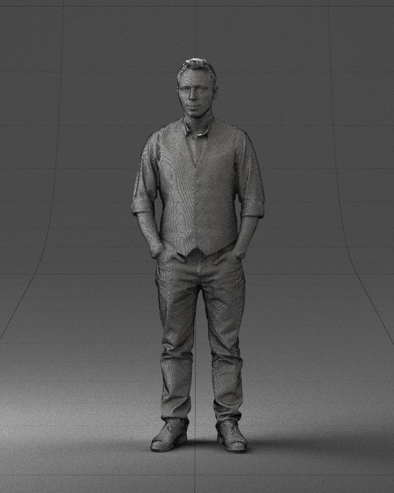 Man in a shirt and vest 0203 3D model_2