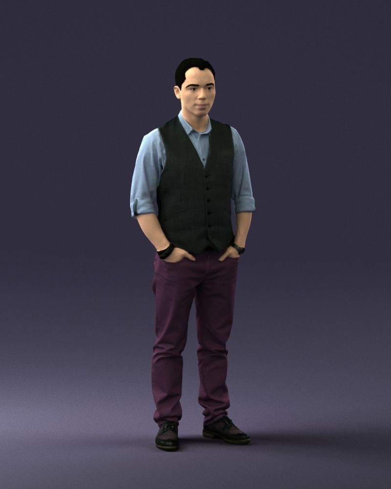 Man in a shirt and vest 0203 3D model_6